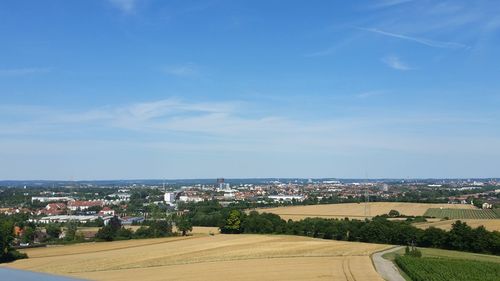 High angle view of townscape against sky