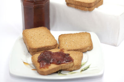 Close-up of dessert in plate on table