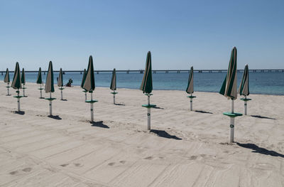 Scenic view of beach against clear sky