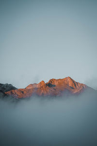 Panoramic view of volcanic landscape against clear sky