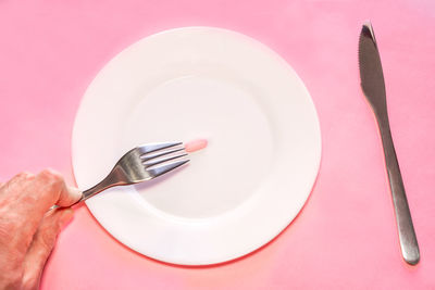 High angle view of food in plate