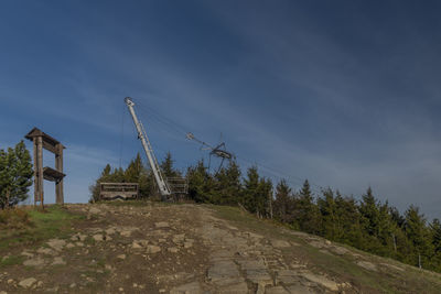 Built structure on land against sky