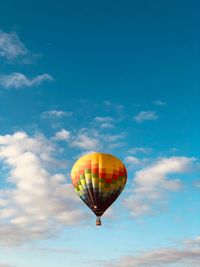 Low angle view of hot air balloon against sky