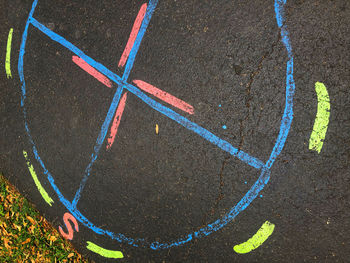 High angle view of basketball hoop on street