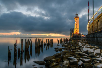 Panoramic view of sea against sky during sunset