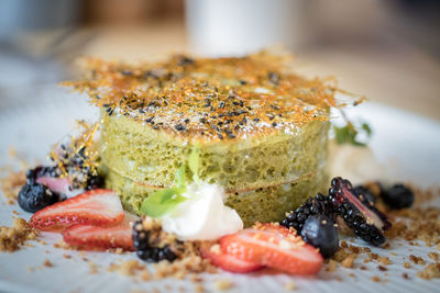 Close-up of food served in plate