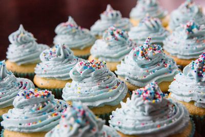 Close-up of cupcakes on table