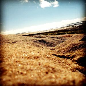 Tire tracks on sand dune