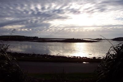 Scenic view of sea against cloudy sky