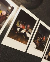 High angle view of people on table
