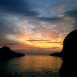 Scenic view of sea at sunset