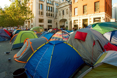 Anti-capitalist 2011 protest tents outside st paul's cathedral, london.