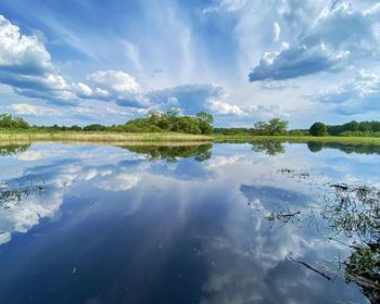 Scenic view of lake against sky