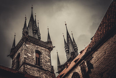 Low angle view of temple building against sky