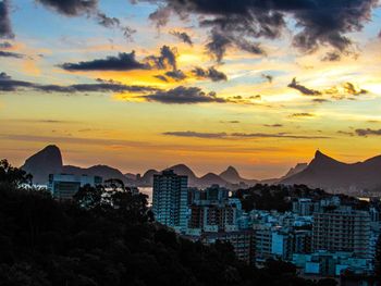 Silhouette buildings against sky during sunset