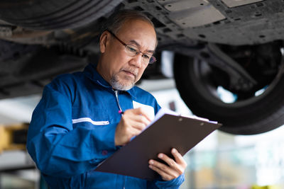 Man working at garage