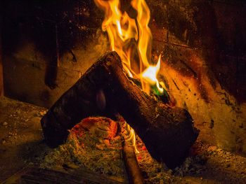 Close-up of bonfire at night