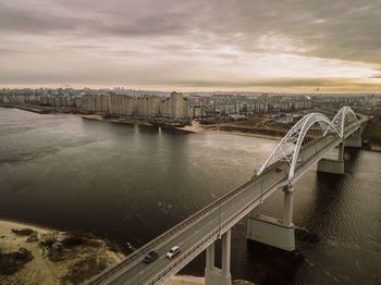 High angle view of bridge over river against sky