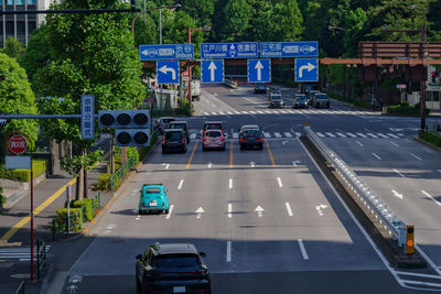 High angle view of traffic on road