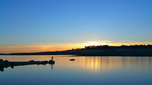 Scenic view of folsom lake during sunset