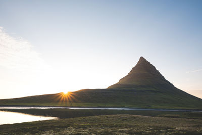 Scenic view of mountains against clear sky