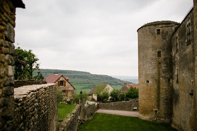 View of french countryside from small town