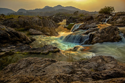 Scenic view of waterfall