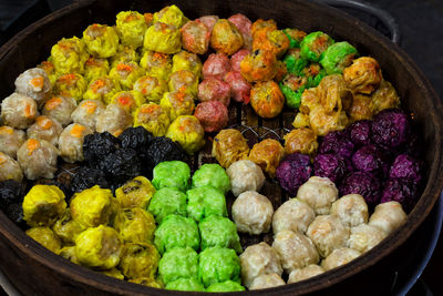 High angle view of vegetables in bowl