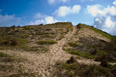 Scenic view of landscape against cloudy sky