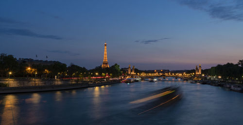 View of illuminated city at night