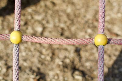 Close-up of rope play equipment at playground