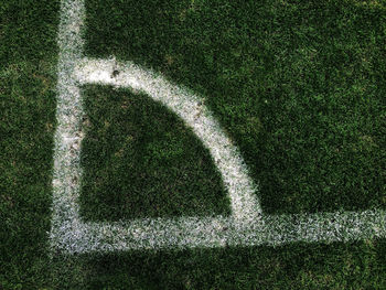 High angle view of soccer field