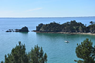 Scenic view of sea against clear sky