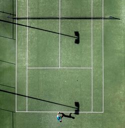 High angle view of men playing with ball