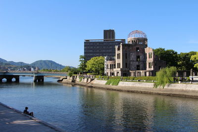 View of river against blue sky