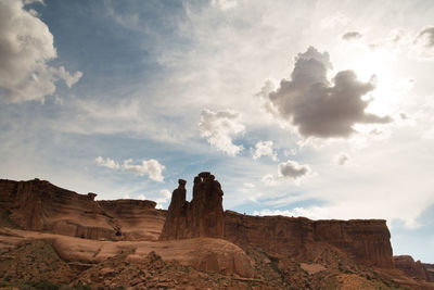 Rock formations on landscape against sky