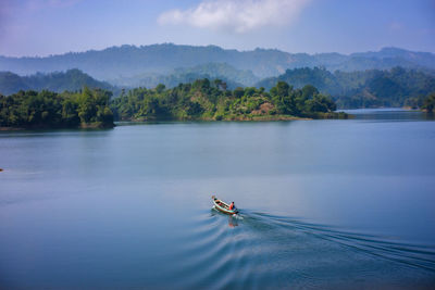 High angle view of boat in kaptai lake