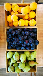 High angle view of fruits on table