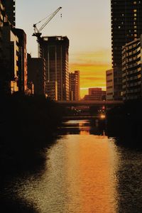 Reflection of buildings in river