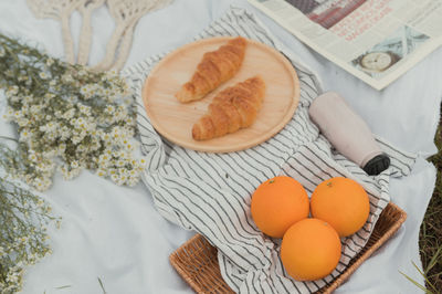 High angle view of food on table