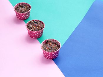 High angle view of breakfast on table