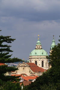 High angle view of buildings against sky