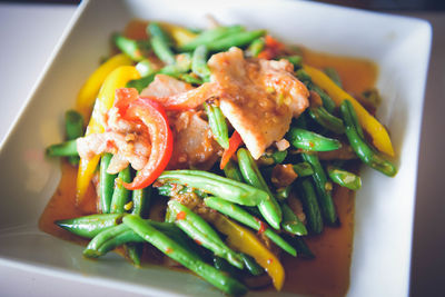 Close-up of meal served in plate