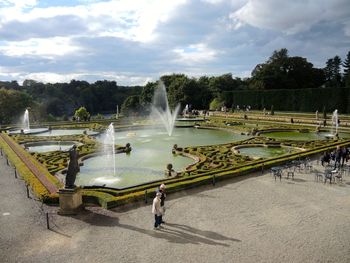 View of fountain in garden