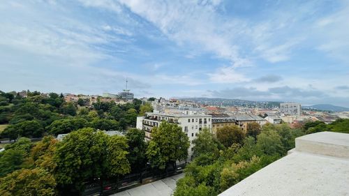 High angle view of townscape against sky