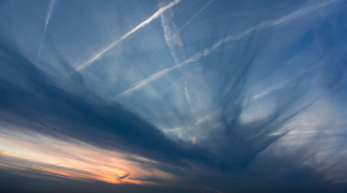 Low angle view of vapor trail in sky