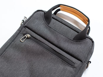 Close-up of leather over white background