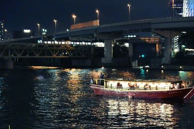 Bridge over river at night