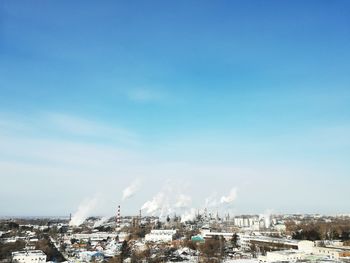 Aerial view of cityscape during winter