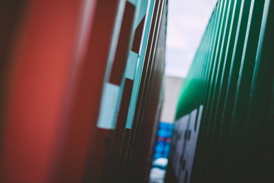 Close-up of cargo container at commercial dock